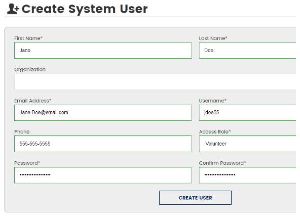 Create System User UI